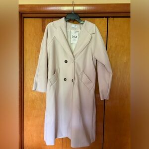 NWT Witchery 100% linen double breasted tie front pea coat